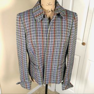 Ellen Tracy Navy Plaid Multi-Color Blazer Jacket